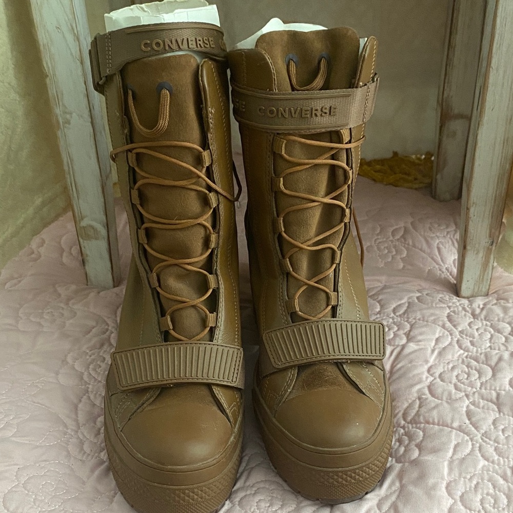 Converse Brown Lace-Up Platform Ankle Boots
